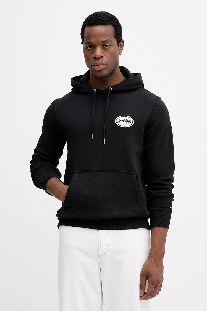 Ruházat Tommy Hilfiger pamut melegítőfelső MW0MW41434 fekete