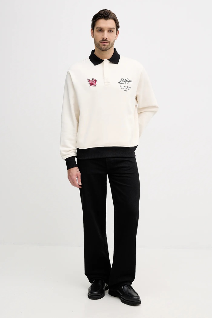 Tommy Hilfiger pamut melegítőfelső MW0MW41957 bézs SS26