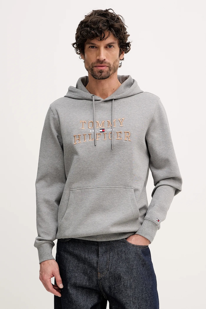 Μπλούζα Tommy Hilfiger με κουκούλα γκρί MW0MW42528