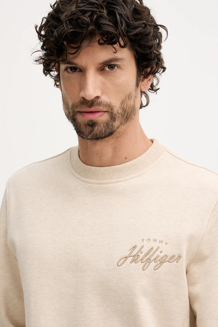 Bavlněná mikina Tommy Hilfiger béžová MW0MW42536
