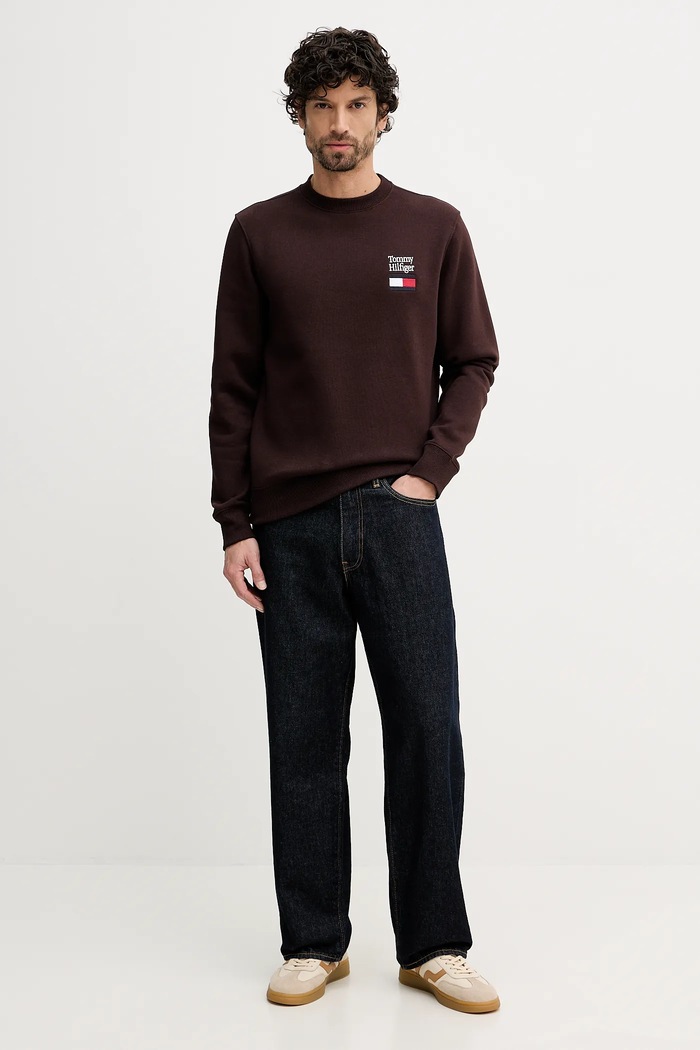 Tommy Hilfiger mikina pánska MW0MW42778 hnedá SS26