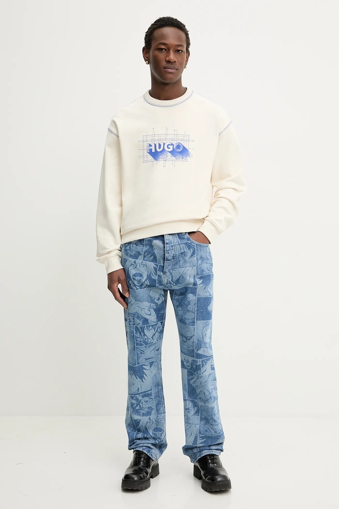Хлопковая кофта Hugo Blue Nothalic 50553505 бежевый SS26
