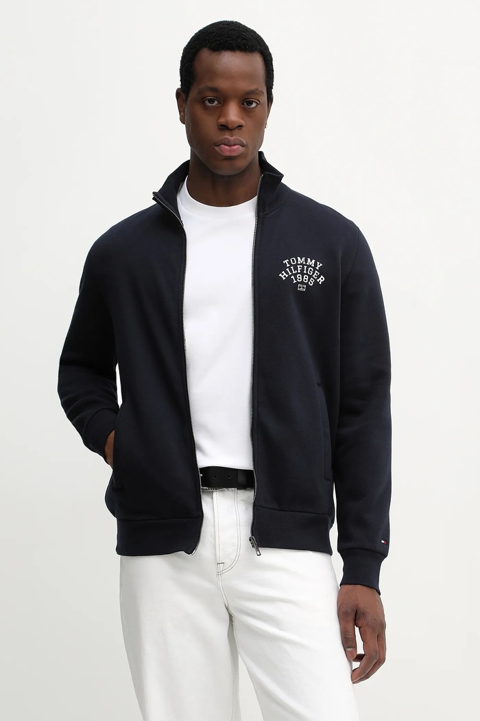 Mikina Tommy Hilfiger bez kapucne tmavomodrá MW0MW41425