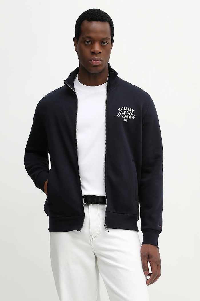 Mikina Tommy Hilfiger bez kapucne tmavomodrá MW0MW41425