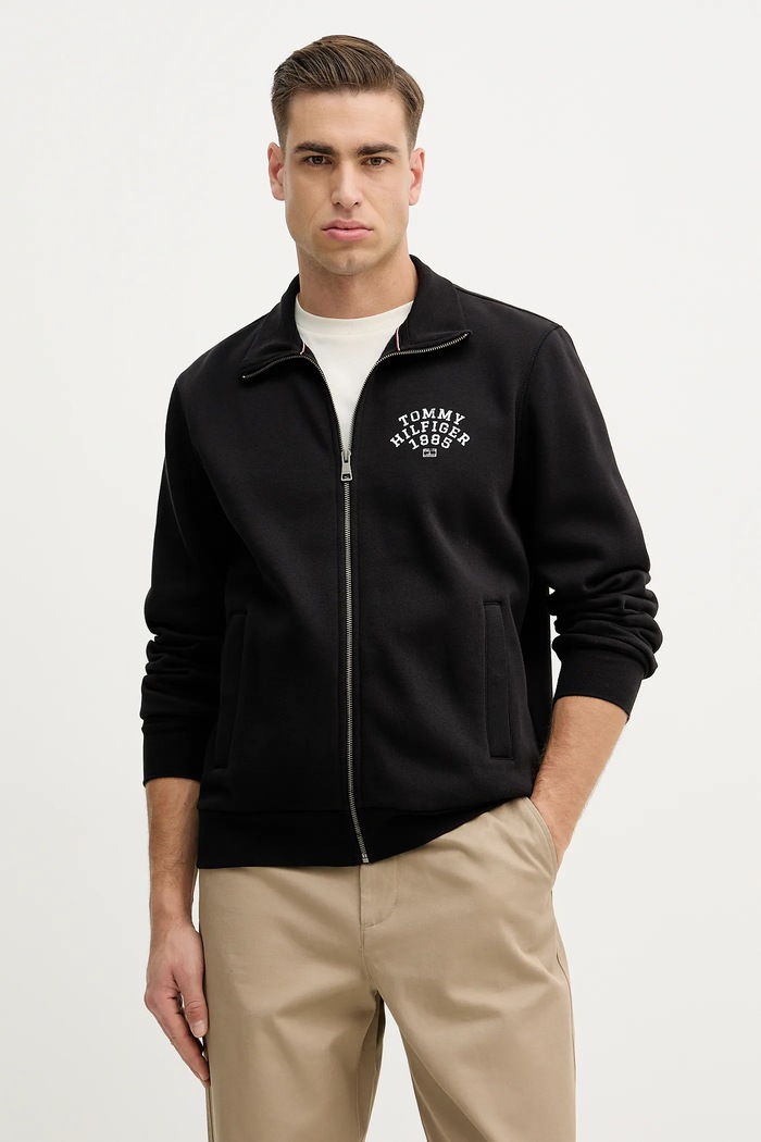 Mikina Tommy Hilfiger bez kapuce černá MW0MW41425