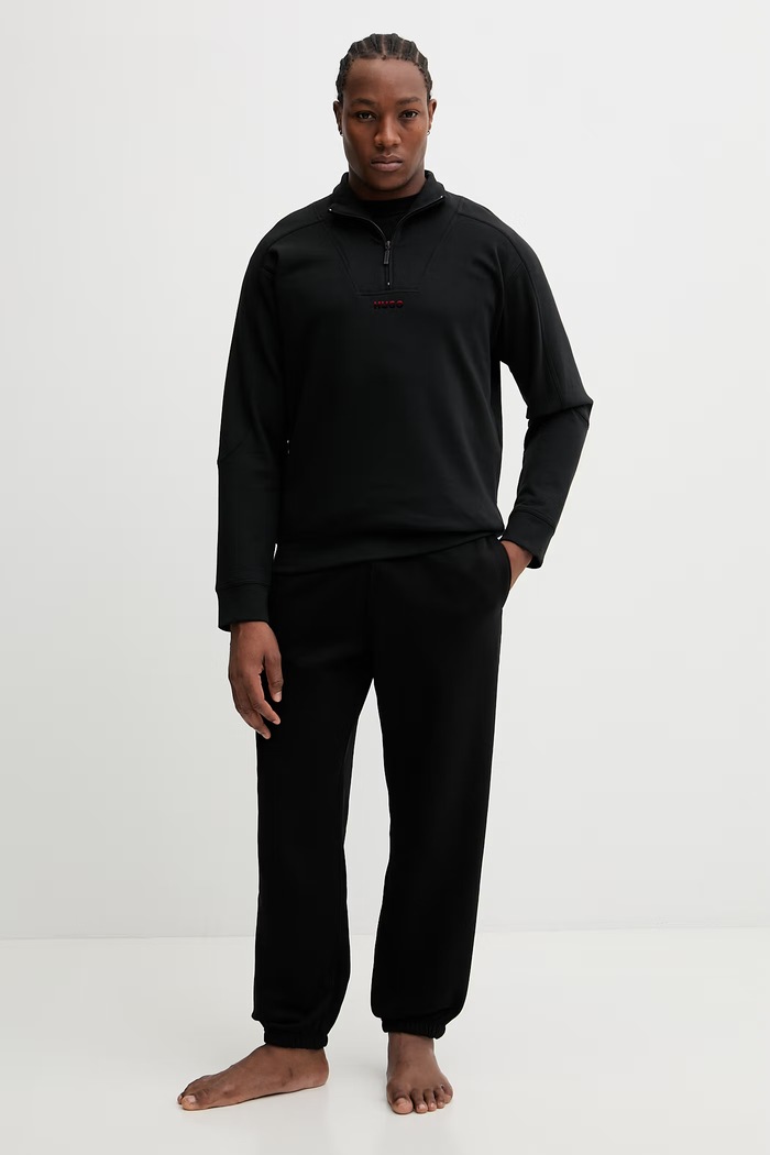 Pulover HUGO ATLAS HALF ZIP 50557016 črna SS26
