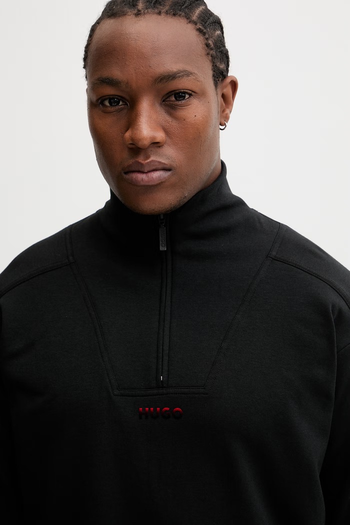 Pulover HUGO ATLAS HALF ZIP črna 50557016