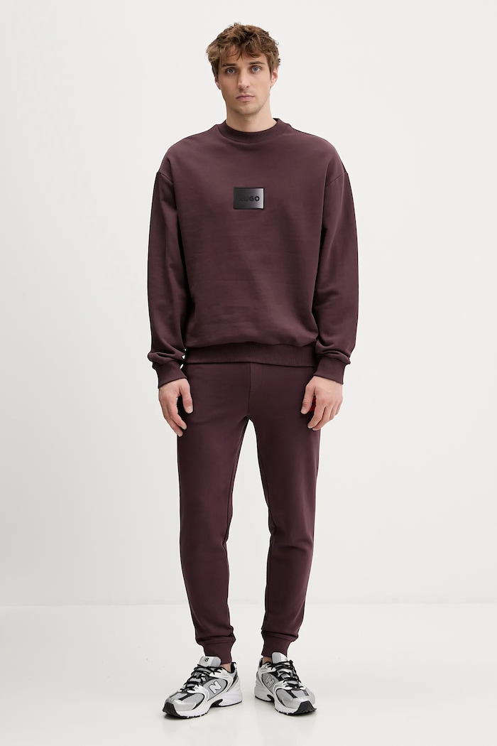 Bavlněná mikina HUGO Danotop 50553134 burgundské SS26