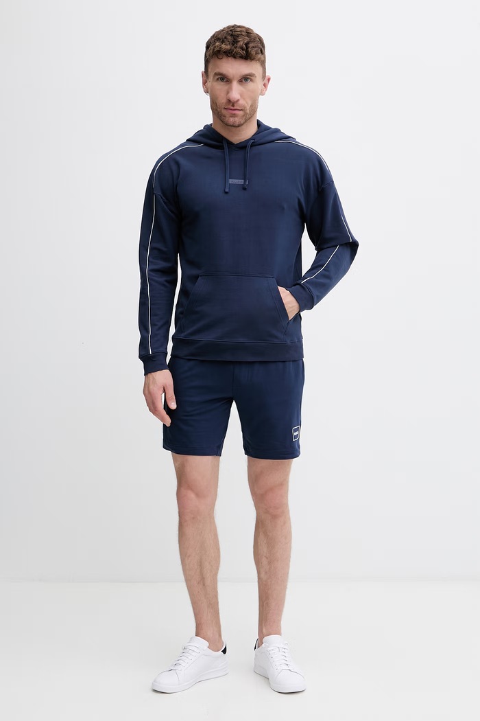 HUGO bluza z kapturem męska bawełniana z elastanem PALO HOODIE 50557013 granatowy SS26