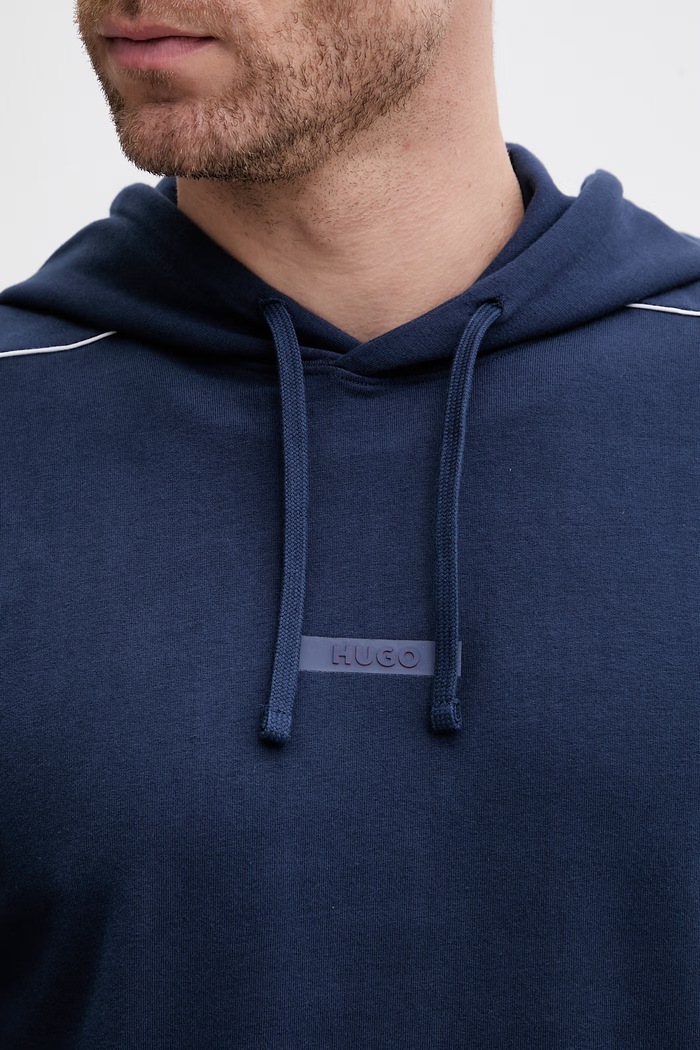 HUGO bluza z kapturem męska bawełniana z elastanem PALO HOODIE 50557013 granatowy