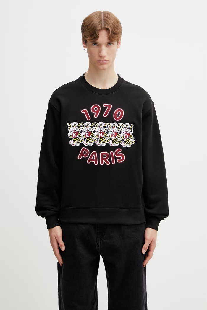 Kenzo bluza bawełniana męska czarny FG55SW2064MJ