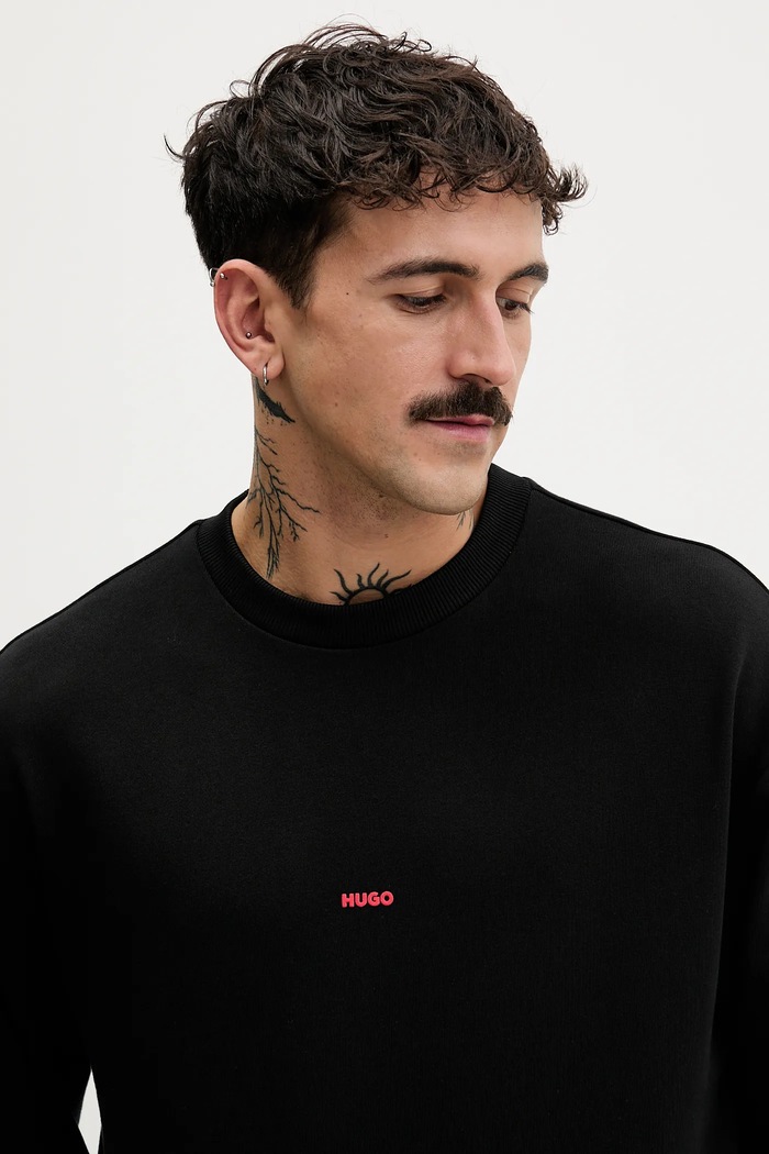 Бавовняна кофта HUGO Dubraxo чорний 50557482