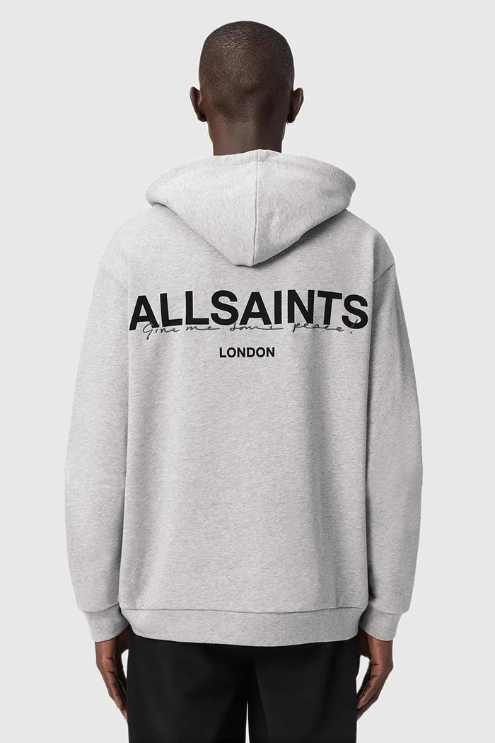AllSaints bluza bawełniana M022ND szary SS26