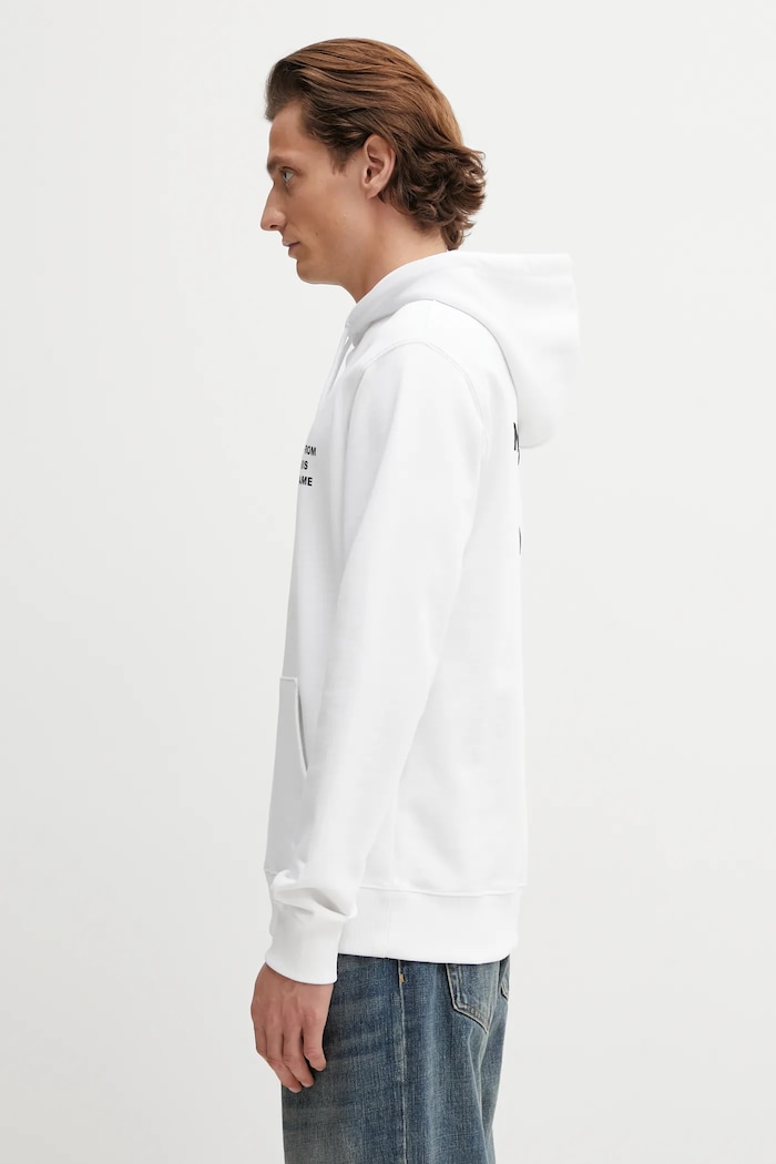Îmbrăcăminte Drôle de Monsieur hanorac de bumbac Le Hoodie Slogan PERM.HO162.CO127.WT alb