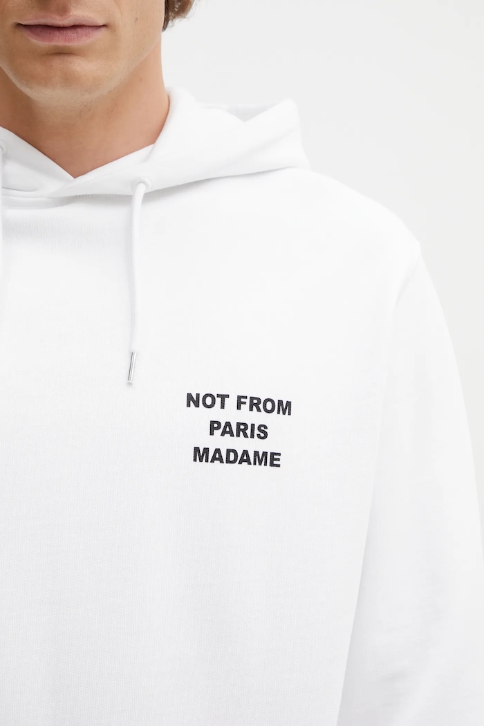 Drôle de Monsieur hanorac de bumbac Le Hoodie Slogan alb PERM.HO162.CO127.WT