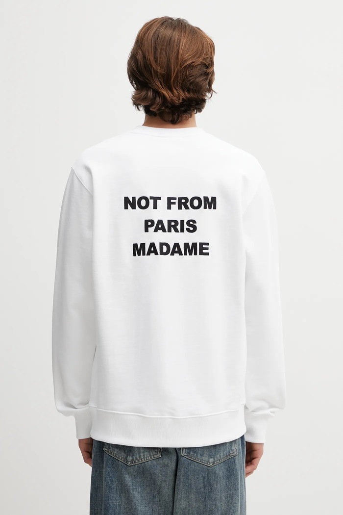 Drôle de Monsieur hanorac de bumbac Le Sweatshirt Slogan imprimeu alb PERM.SW149.CO127.WT