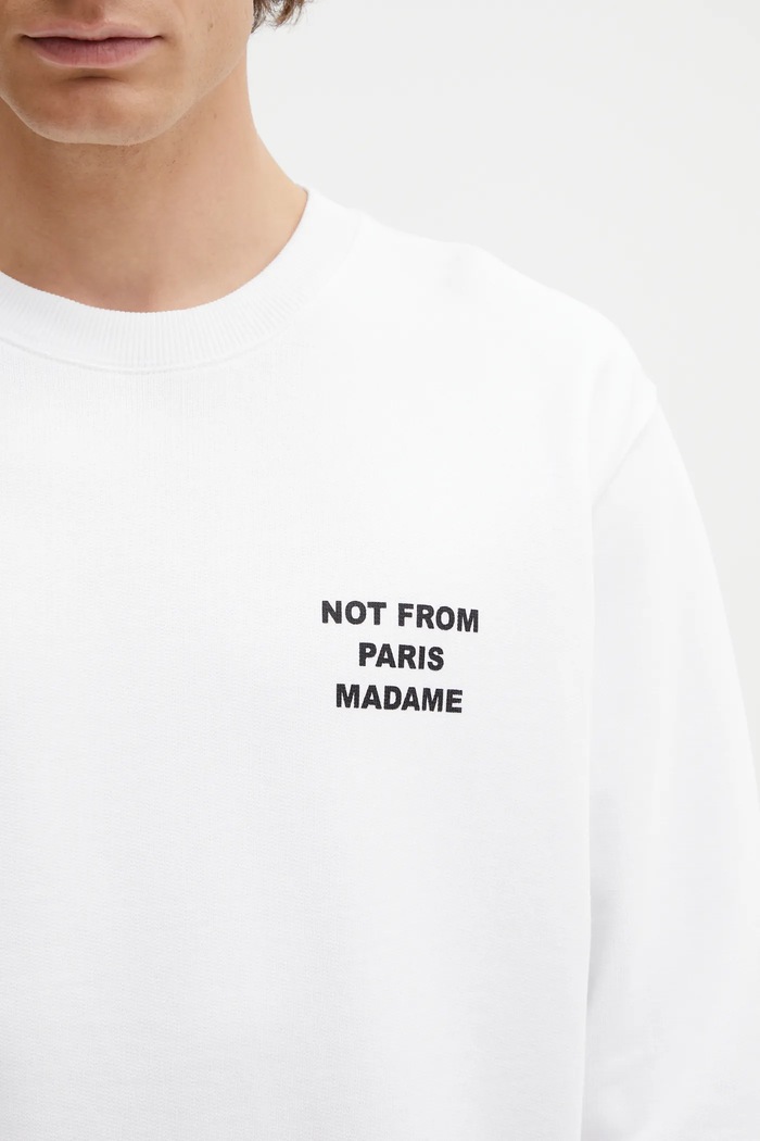 Drôle de Monsieur hanorac de bumbac Le Sweatshirt Slogan alb PERM.SW149.CO127.WT