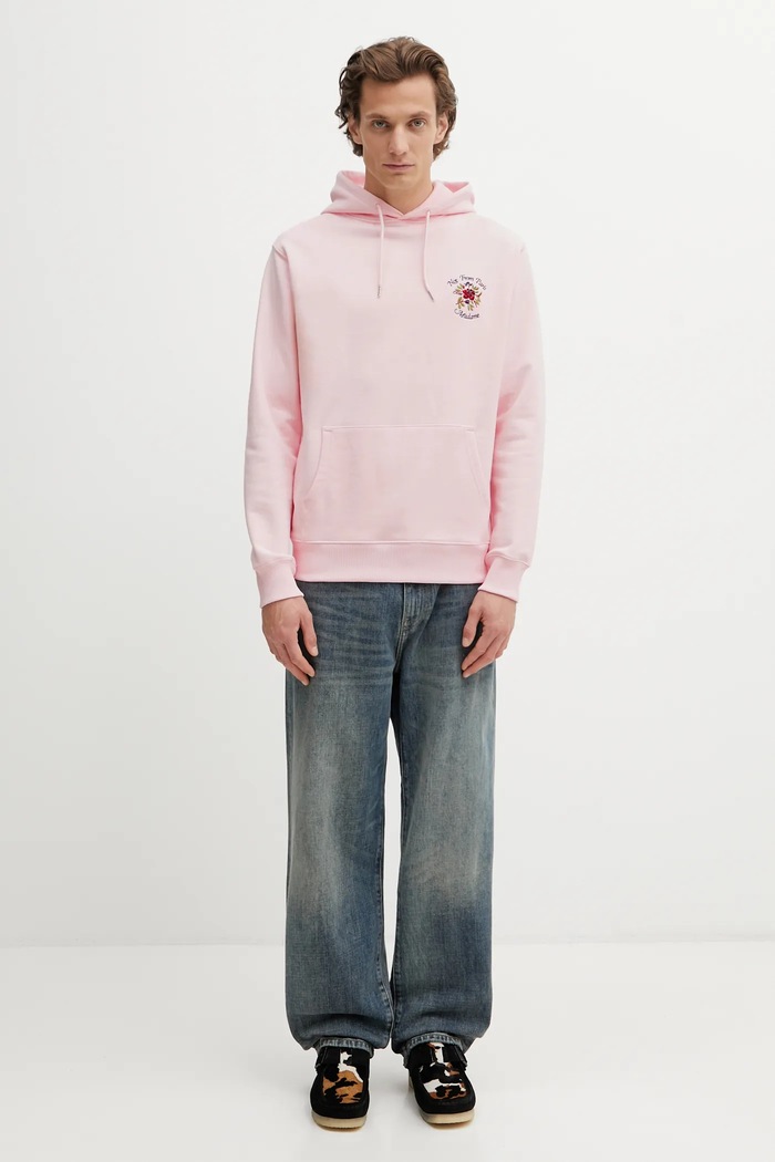 Drôle de Monsieur hanorac de bumbac Hoodie Slogan Rose J.HO169.CO127.LPI roz