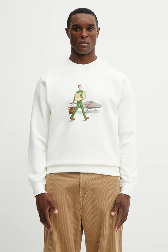 Bavlněná mikina Drôle de Monsieur Sweatshirt LHomme Au Tableau potisk béžová J.SW187.CO127.OW