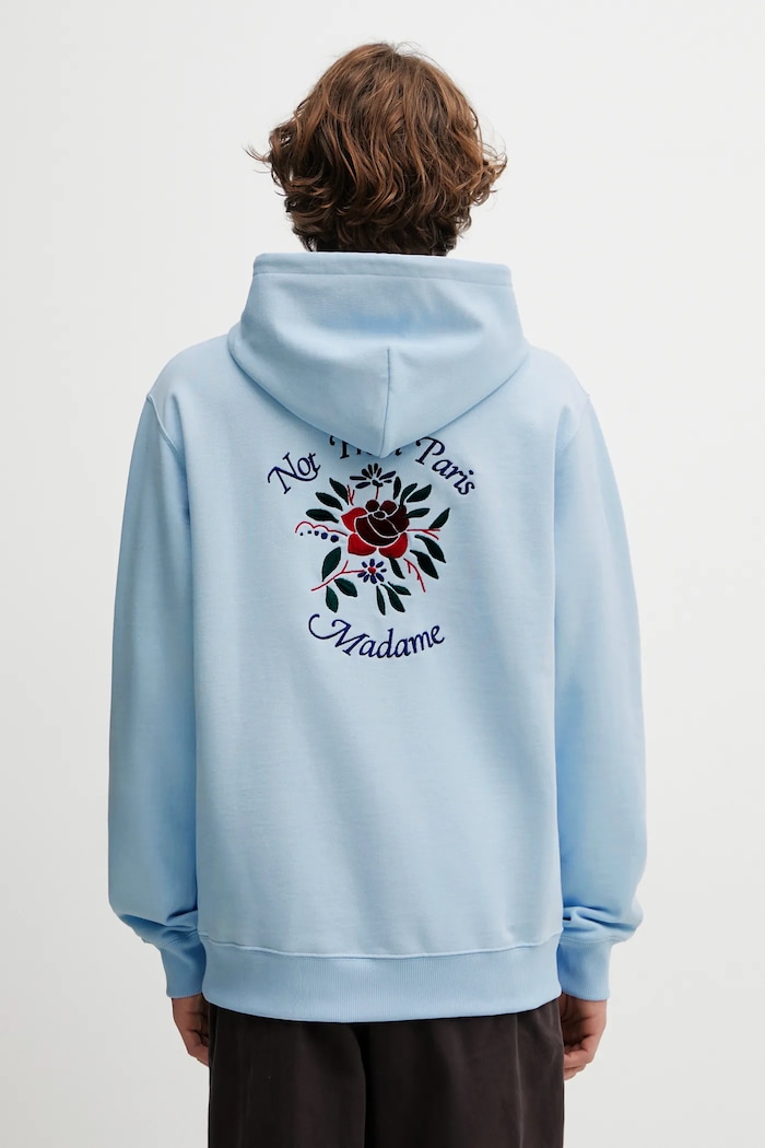 Drôle de Monsieur hanorac de bumbac Hoodie Slogan Rose imprimeu albastru J.HO169.CO127.LBE
