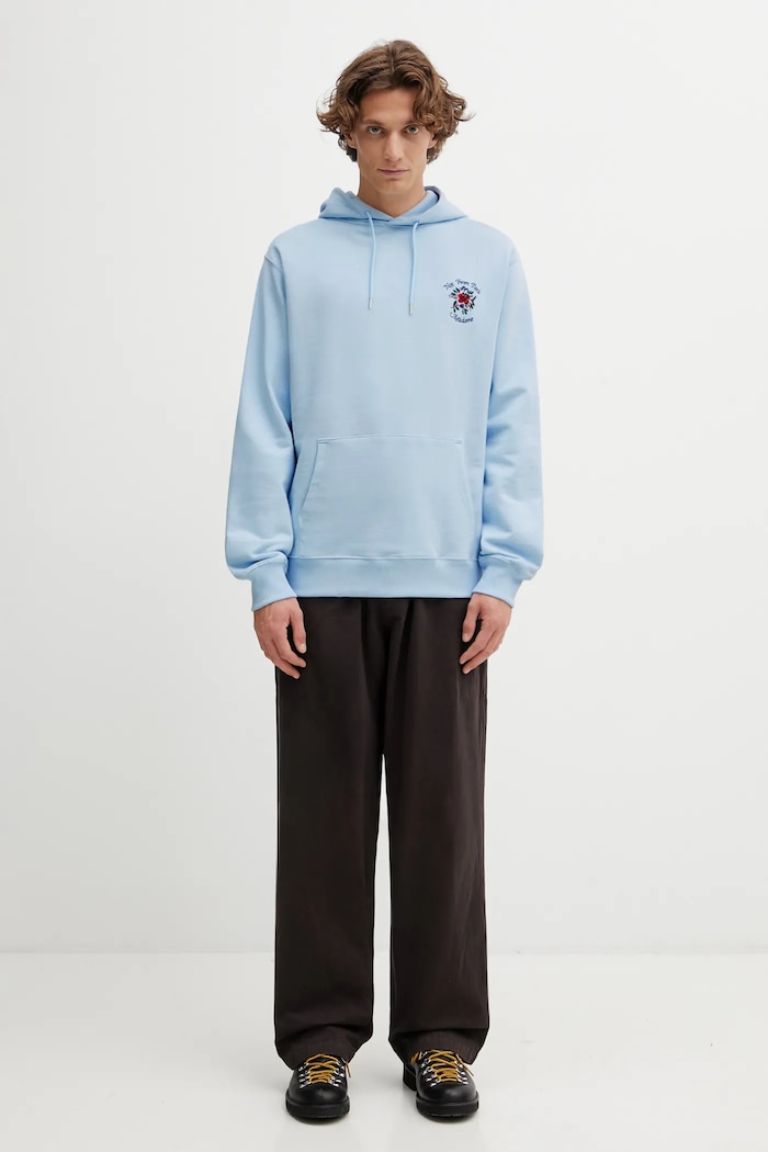 Drôle de Monsieur hanorac de bumbac Hoodie Slogan Rose J.HO169.CO127.LBE albastru