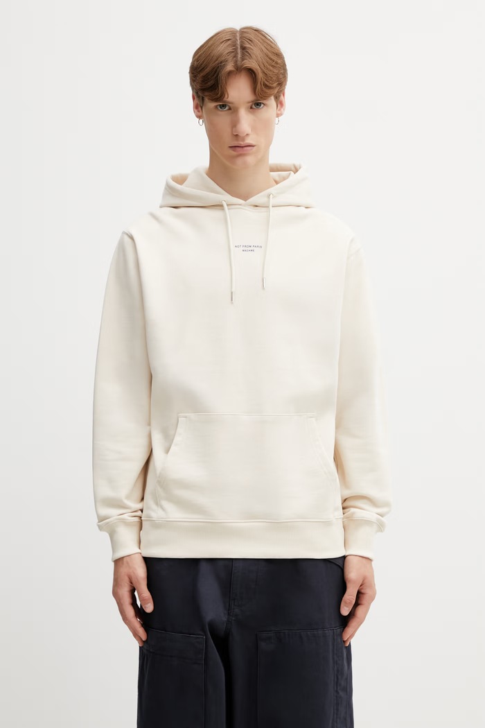 Drôle de Monsieur Le Hoodie Slogan Classique mikina s kapucňou bavlnená pánska béžová K.HO161.CO127.SD