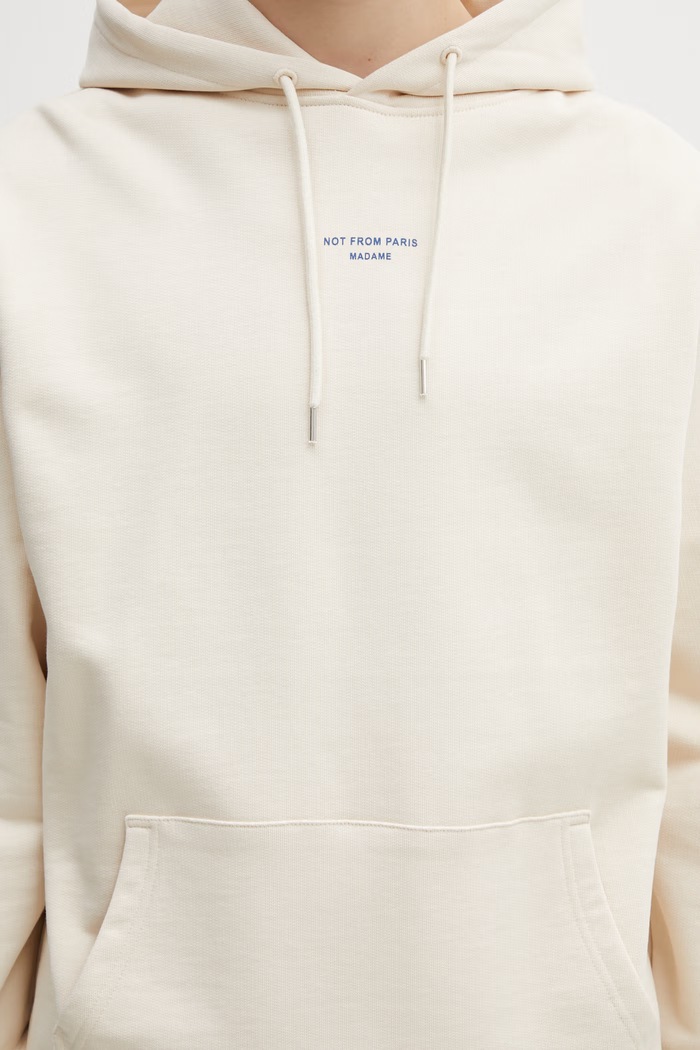 Drôle de Monsieur Le Hoodie Slogan Classique mikina s kapucňou bavlnená pánska béžová K.HO161.CO127.SD