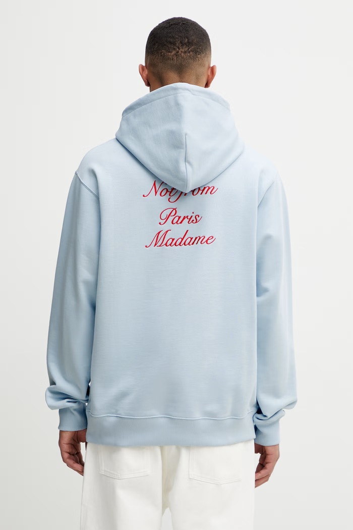 Odzież Drôle de Monsieur Le Hoodie Slogan Calligraphy bluza z kapturem męska bawełniana K.HO168.CO127.LBE niebieski