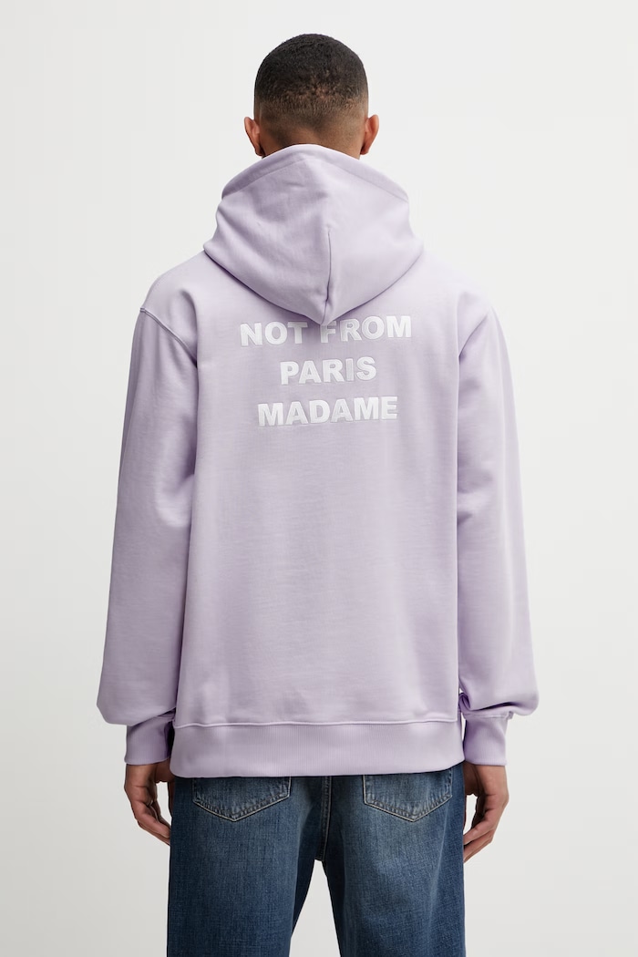 Oblečenie Drôle de Monsieur mikina s kapucňou pánska bavlnená Le Hoodie Slogan K.HO162.CO127.LAV fialová