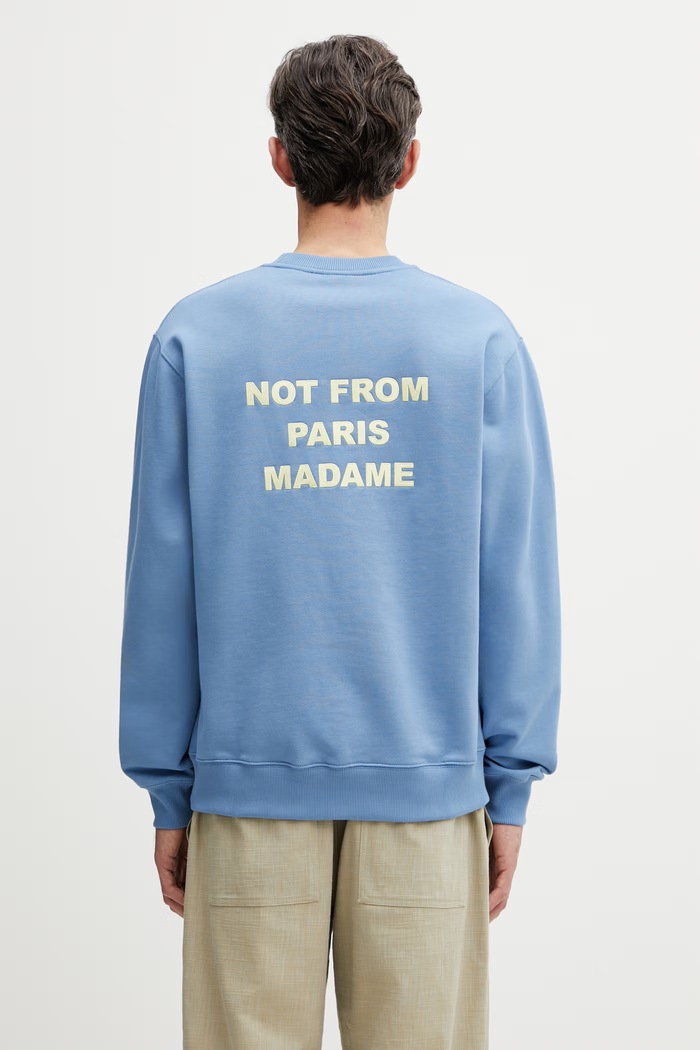 Drôle de Monsieur mikina dámska bavlnená Le Sweatshirt Slogan modrá K.SW149.CO127.ATBL