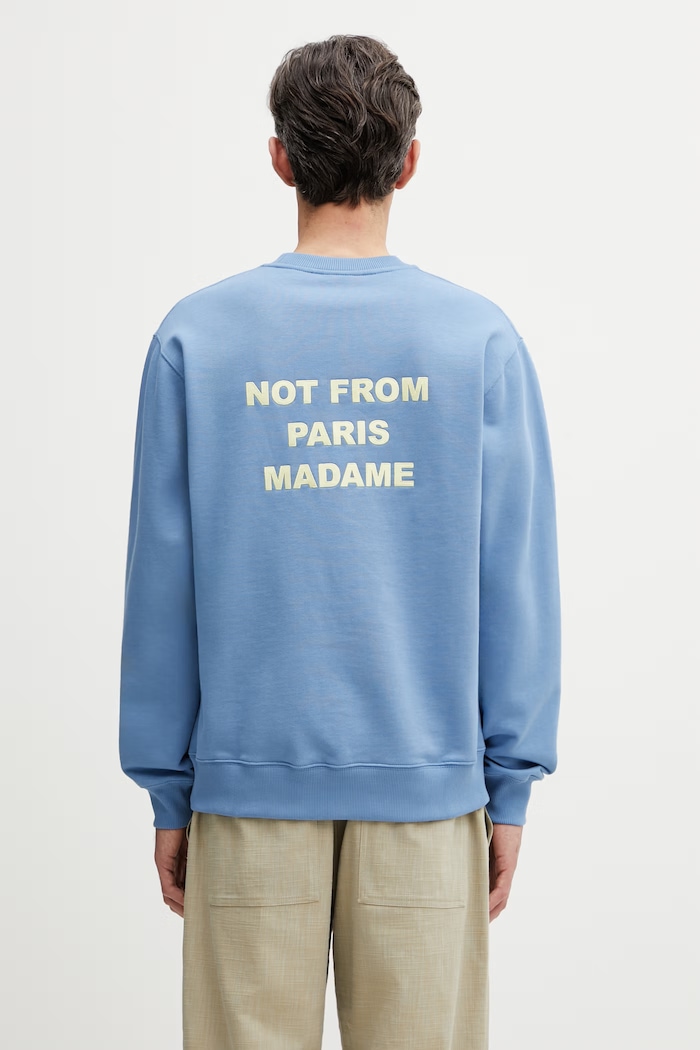 Drôle de Monsieur mikina dámska bavlnená Le Sweatshirt Slogan modrá K.SW149.CO127.ATBL