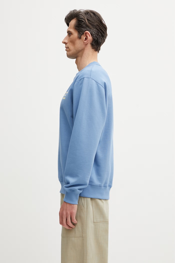 Drôle de Monsieur Le Sweatshirt Slogan hanorac de bumbac pentru femei K.SW149.CO127.ATBL albastru SS26