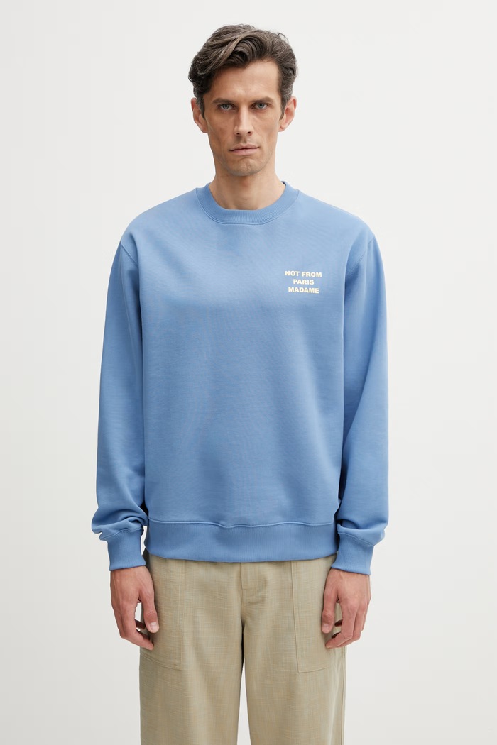 Oblečenie Drôle de Monsieur mikina dámska bavlnená Le Sweatshirt Slogan K.SW149.CO127.ATBL modrá