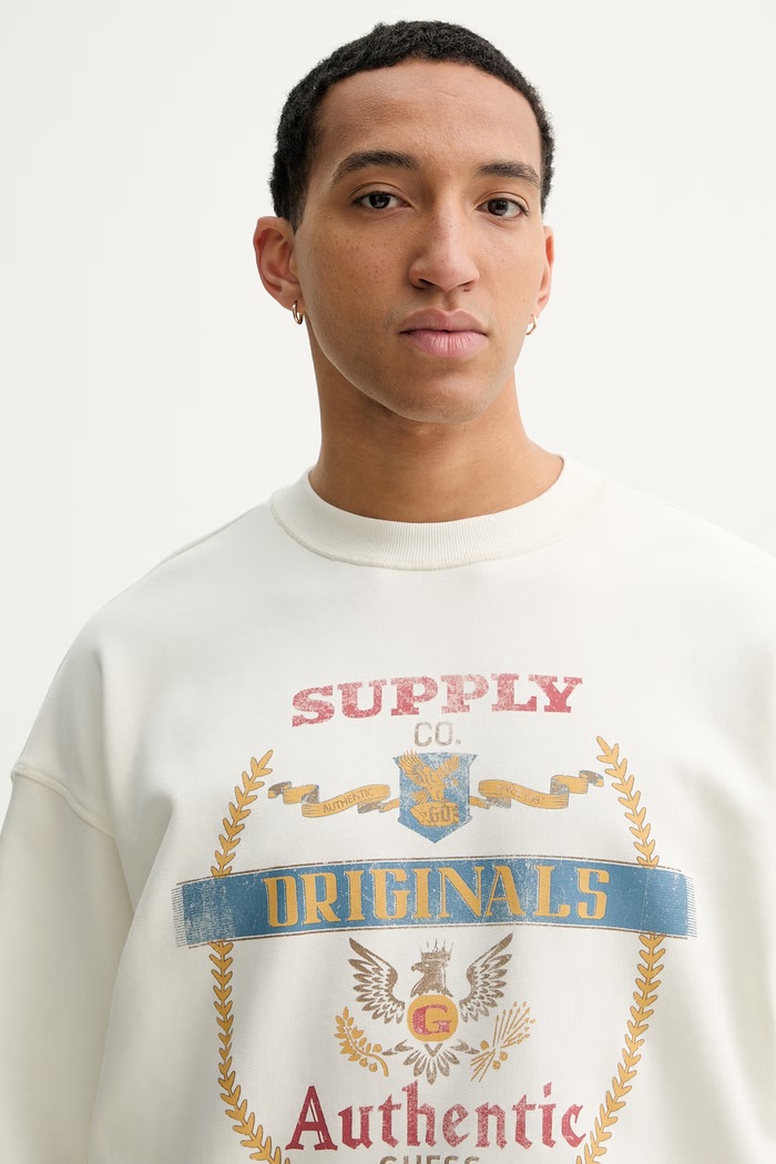 Βαμβακερή μπλούζα Guess Originals μπεζ M6RQ34.KCPR1