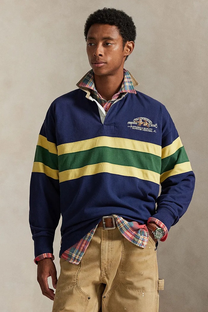 Βαμβακερή μπλούζα Polo Ralph Lauren εμπριμέ σκούρο μπλε 710P04969
