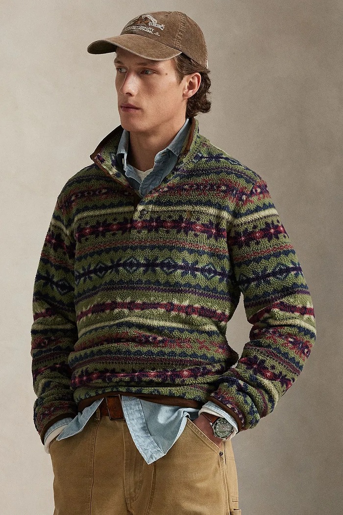 Fleecová mikina Polo Ralph Lauren bez kapucne béžová 710P04974