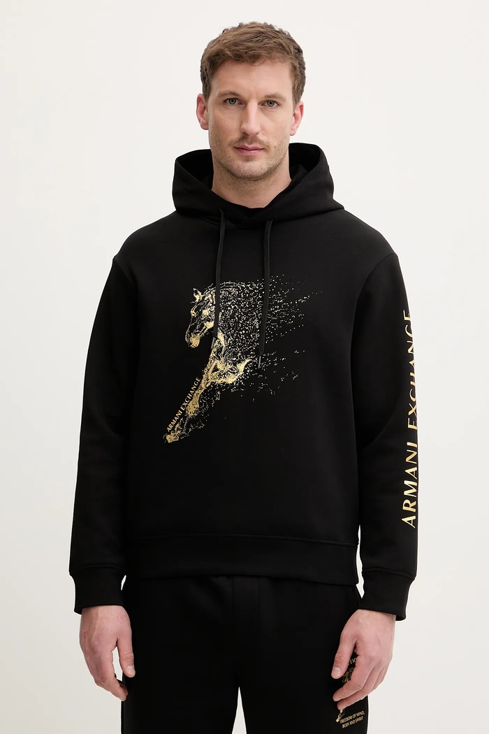 Pulover Armani Exchange Potisk črna XM001995.AF10818