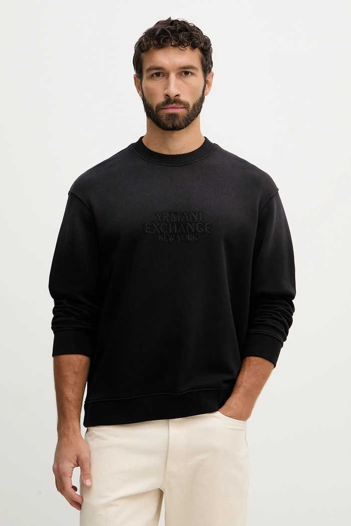 Bavlněná mikina Armani Exchange bez kapuce černá XM001767.AF20169