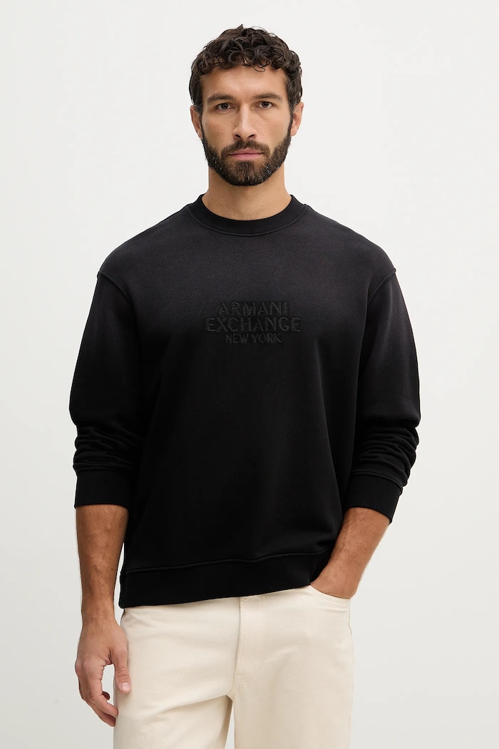 Bavlněná mikina Armani Exchange bez kapuce černá XM001767.AF20169
