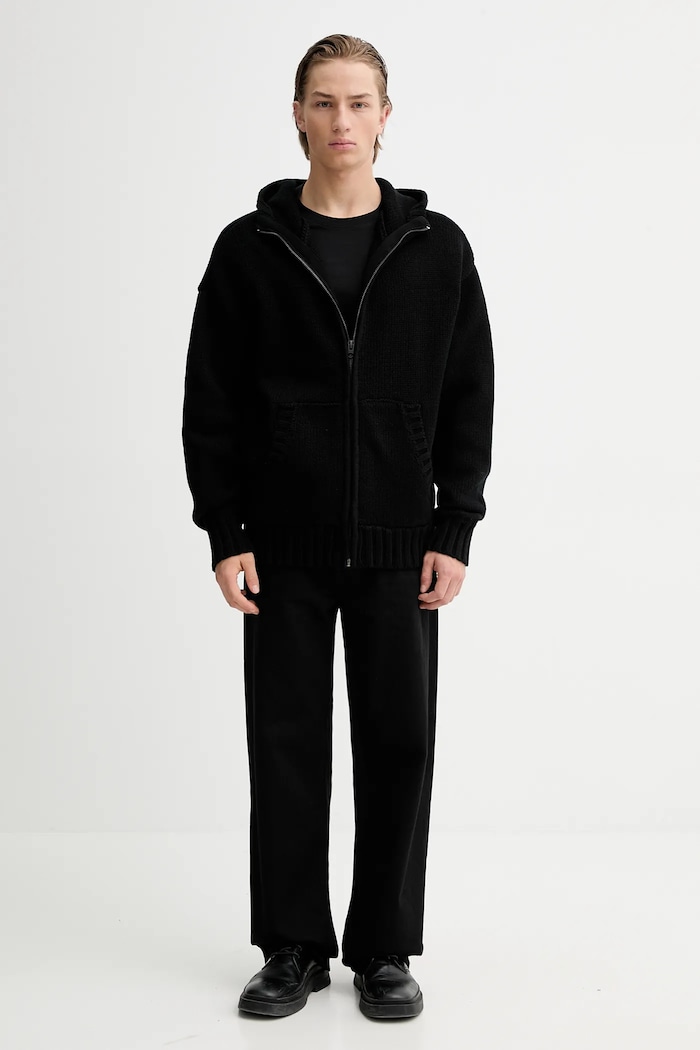 Бавовняний кардиган G-Star Heavy full zip hdd D27113.D631 чорний SS26