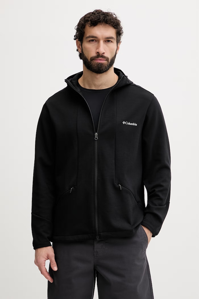 Columbia Ανδρική μπλούζα με κουκούλα και κουμπιά Tech Spacer μαύρο 2157491