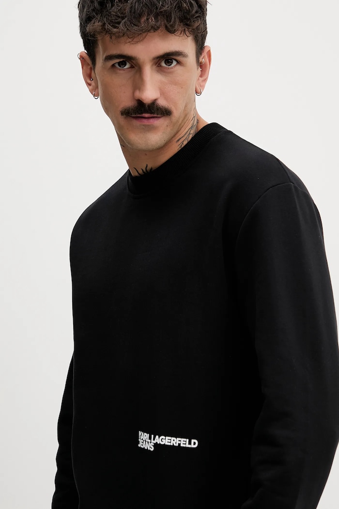 Karl Lagerfeld Jeans pamut melegítőfelső fekete B1M20052