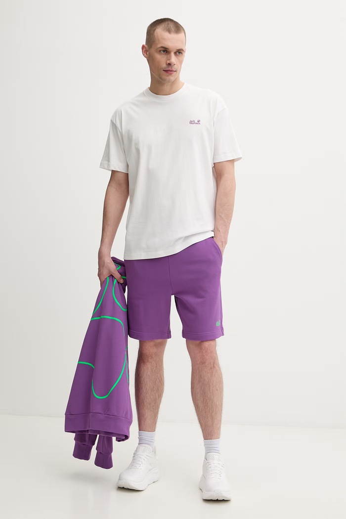 Jack Wolfskin športová mikina pánska bavlnená Celebrate The Paw A65904 fialová SS26