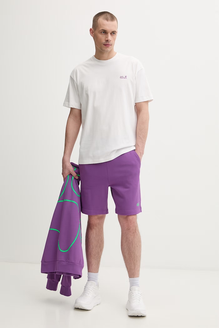 Jack Wolfskin športová mikina pánska bavlnená Celebrate The Paw A65904 fialová SS26