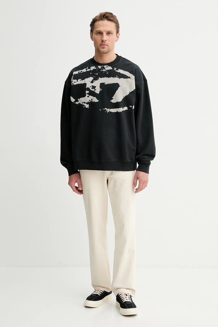 Diesel bluza bawełniana S-BOXT-N5 A13051.0DMBU czarny SS26
