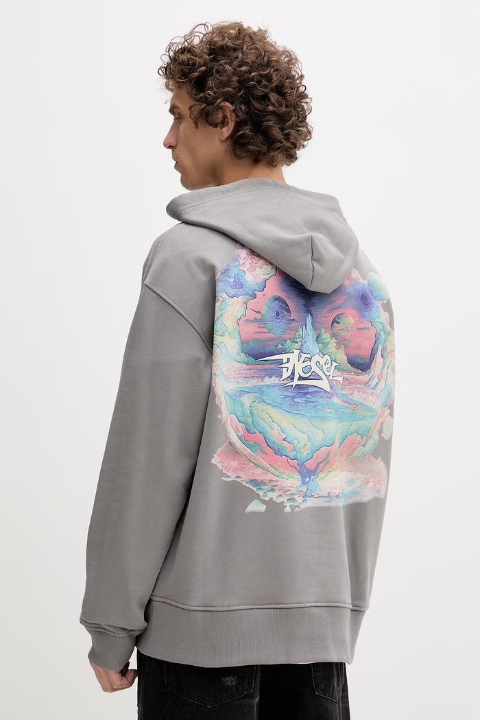 Diesel pulover moški bombažen S-MACS-HOOD-V2 siva A22502.0NSEX