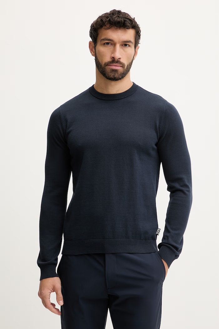 Хлопковый свитер EA7 Emporio Armani хлопок тёмно-синий AF14755.7M000541