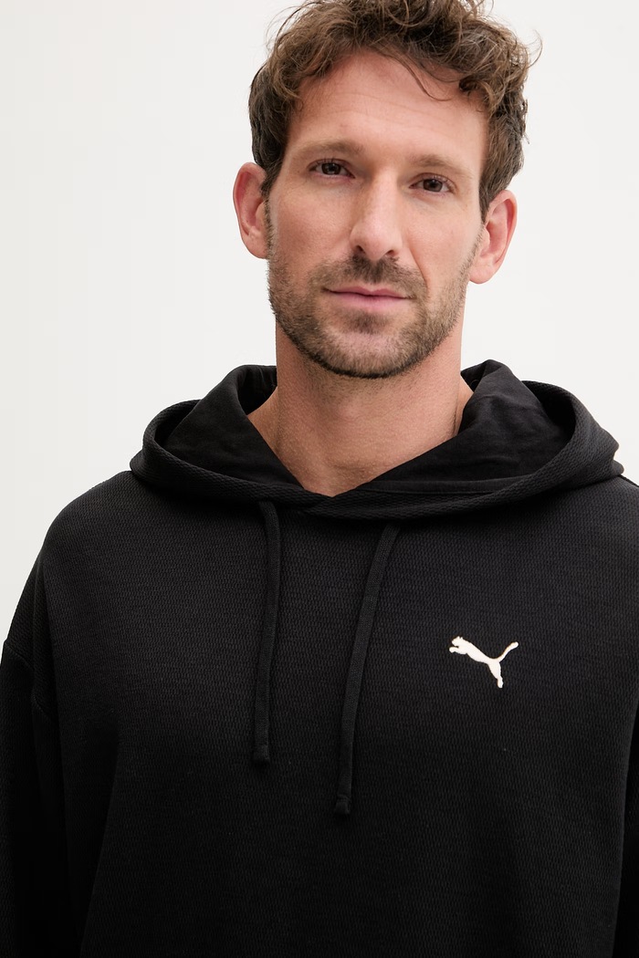 Puma hanorac cu glugă pentru bărbați, din bumbac Essentials Elevated negru 692019