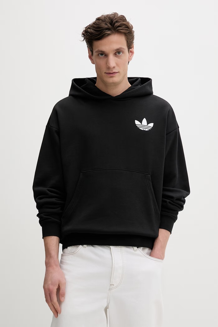 Oblečenie Bavlnená mikina adidas Originals World Wide Hoops KA9358 čierna