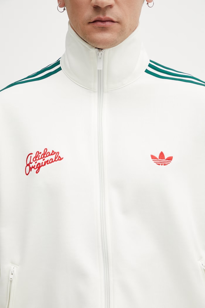 adidas Originals mikina na zips s bavlnou pánska béžová KD6625